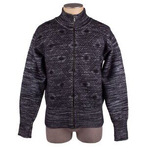 BOTTEGA VENETA black gray wool alpaca zip up cardigan